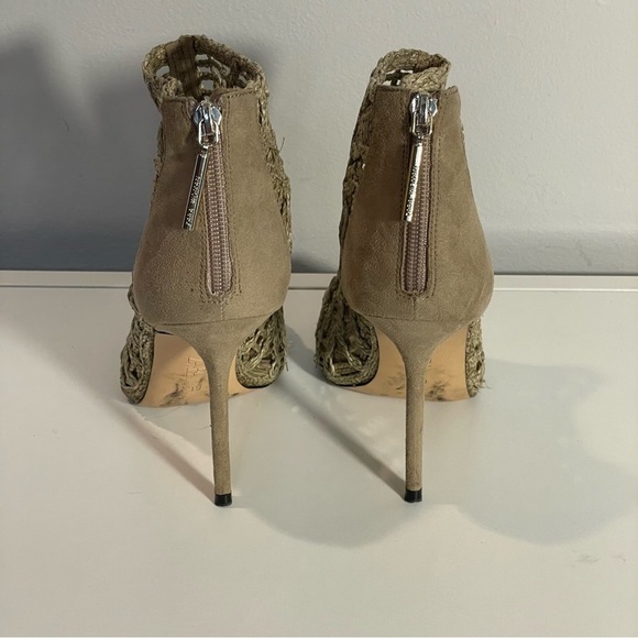 Zara Tan Braided Crochet Open Toe Stiletto Heel Zip Ankle Bootie Sz 39 US 8 - Picture 6 of 12